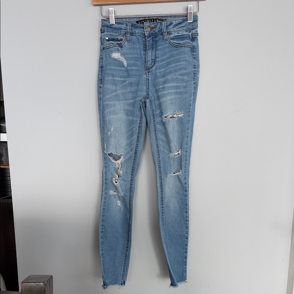 Tinseltown Light Blue Distressed Skinny Jeans